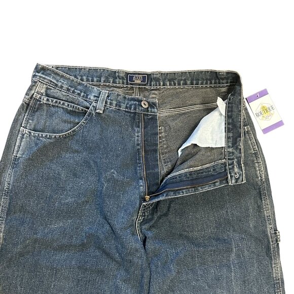 G.H. Bass Carpenter Jeans Reinforced Knee Hammer Loop Dark Wash Mens 34x32 - Picture 4 of 16